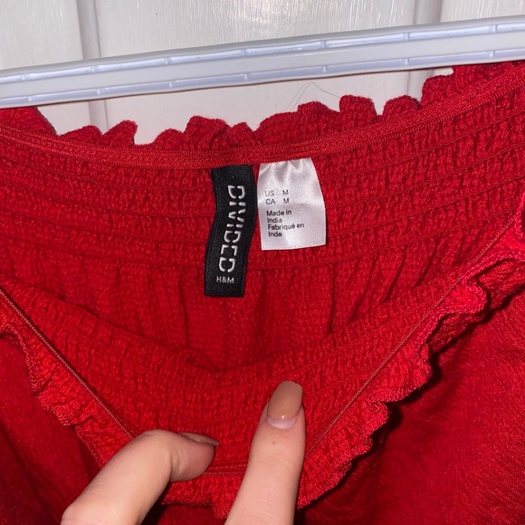 Red off the shoulder shirt - Picture 2 of 2